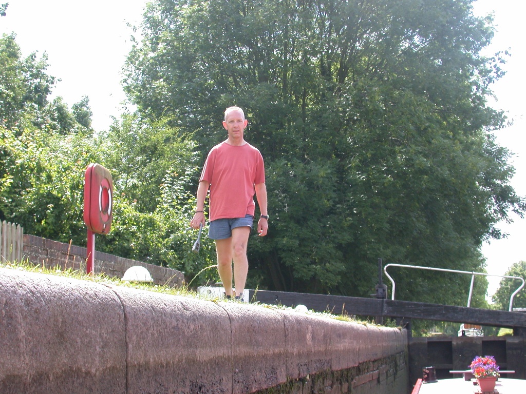 Steve waiting for the lock to fill.