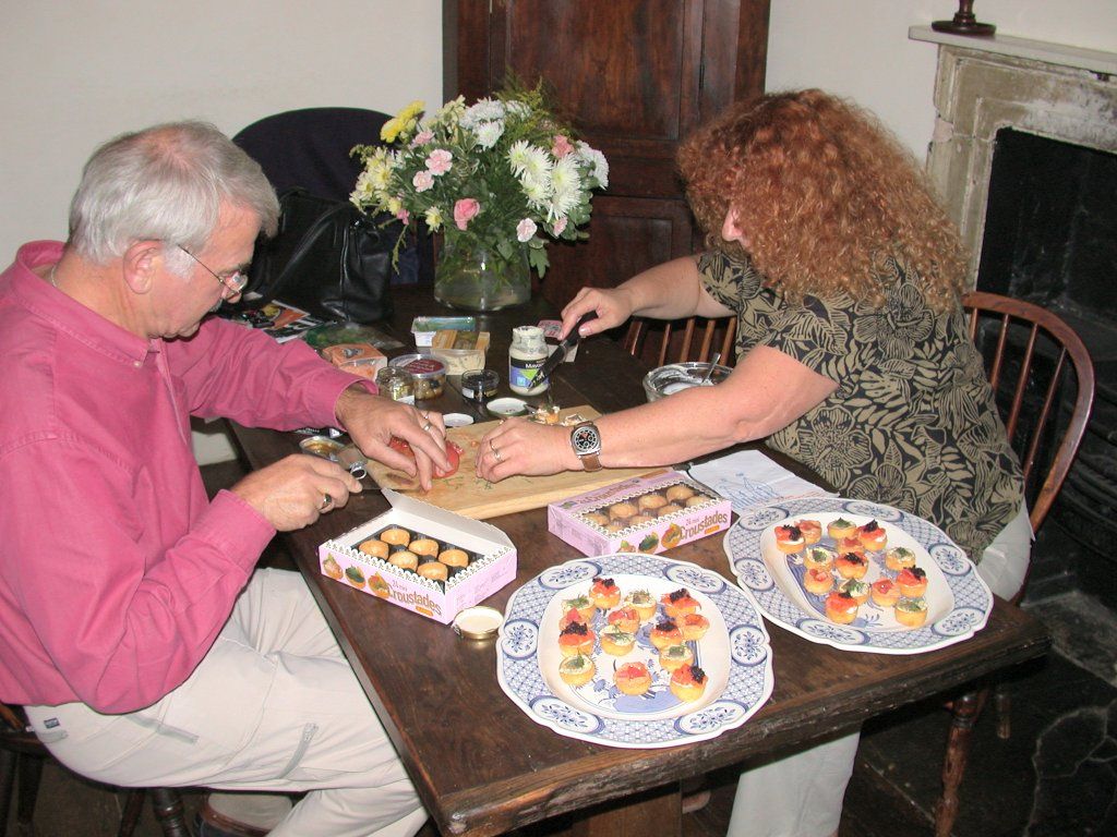 Sam & Lynda preparing the party nibbles