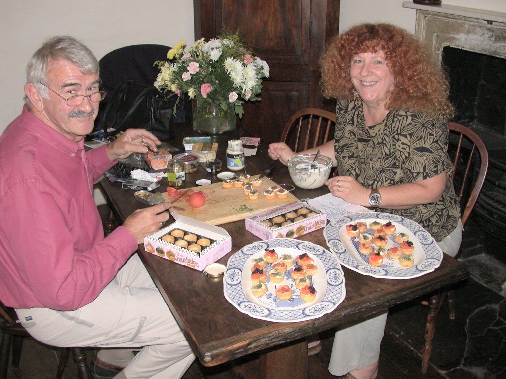 Sam & Lynda preparing the party nibbles