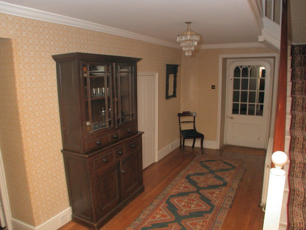 Downstairs hall showing rear door