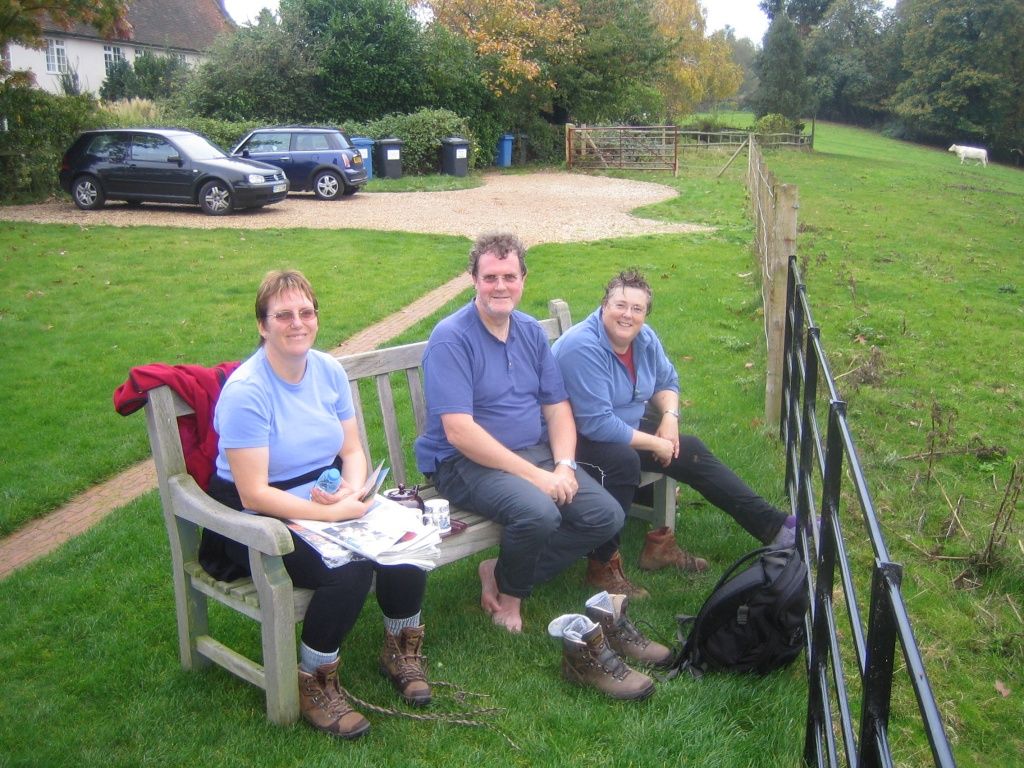 Relaxing with tea after the walk