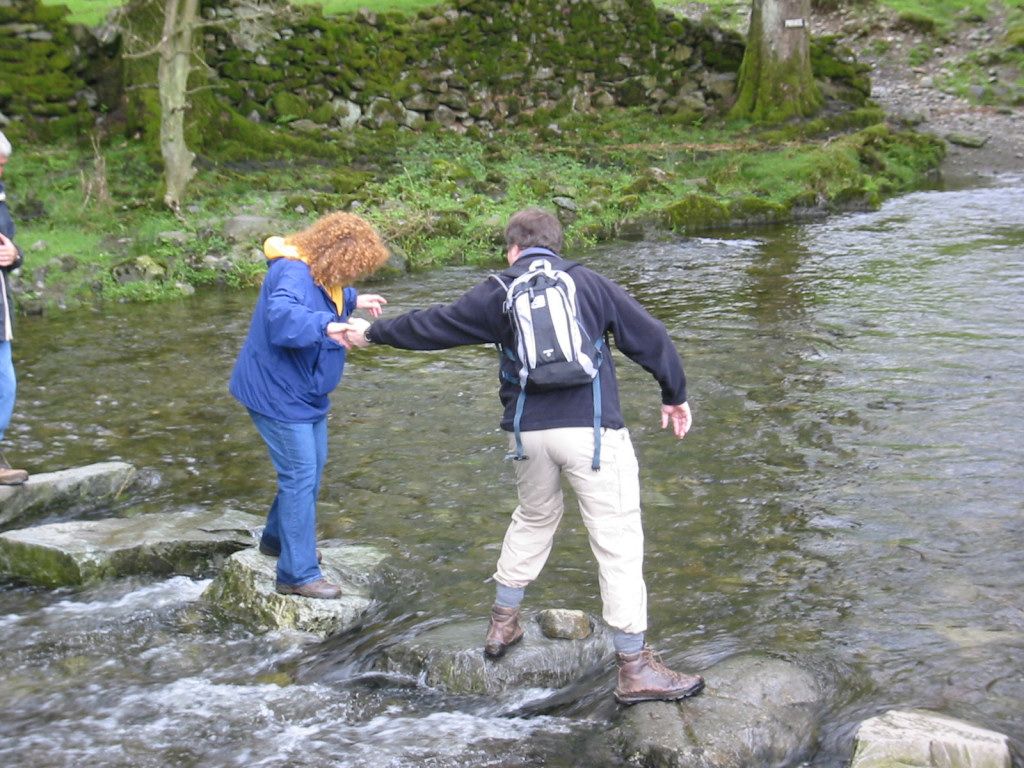 Stephen helping Lynda by Goody Bridge