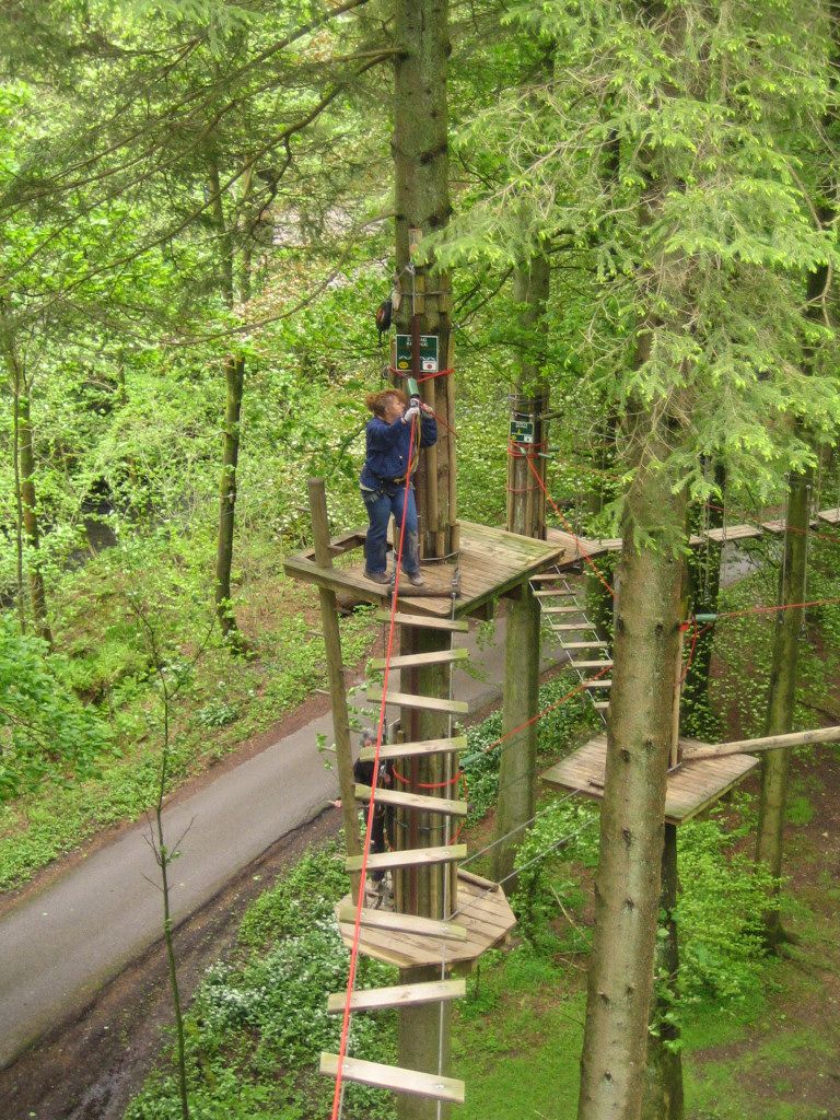 Debbie starting the wonky bridge