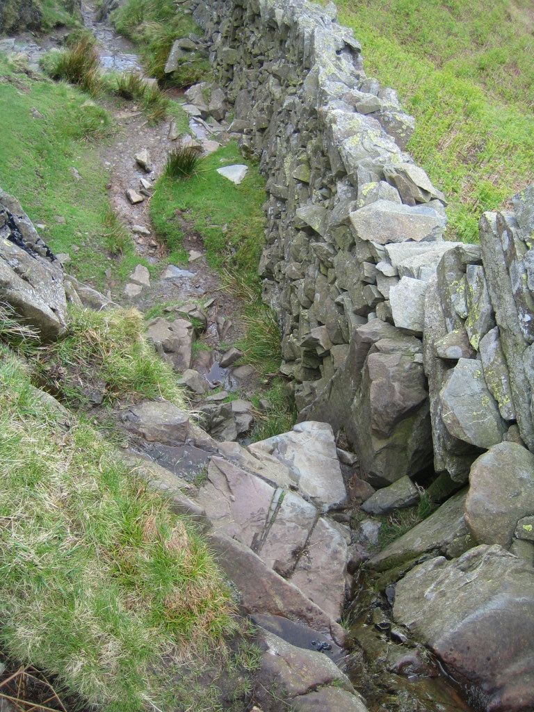 Looking down the rock step