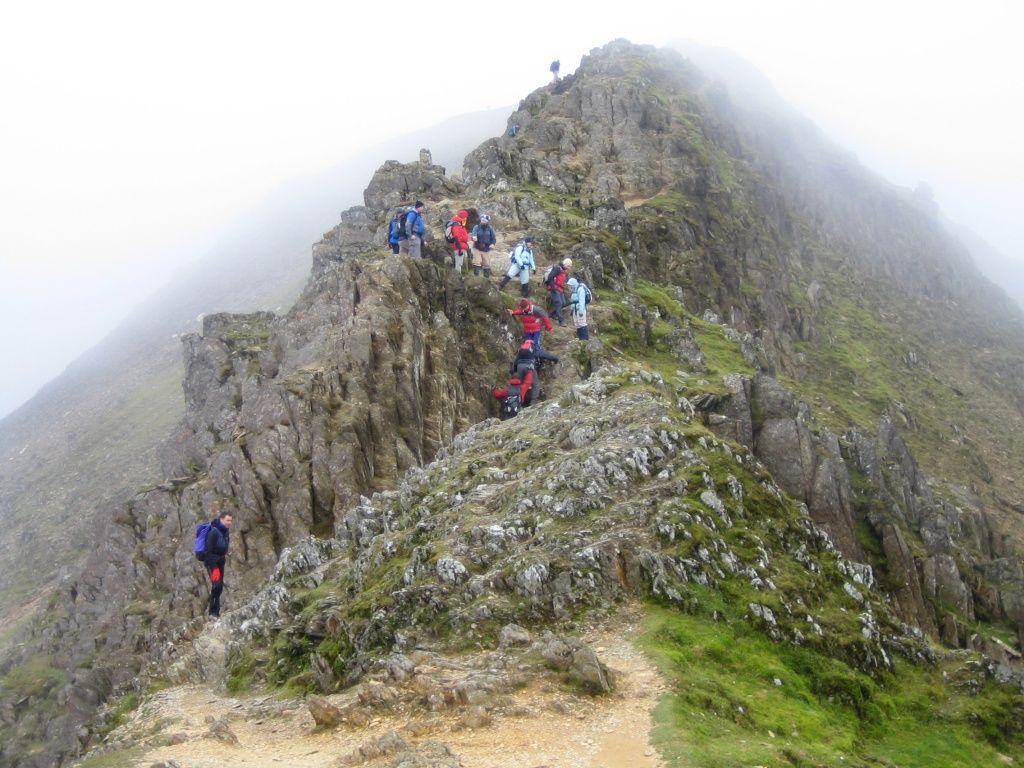 Climbing down Garnedd Ugain