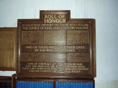 Chevening, Roll of Honour
